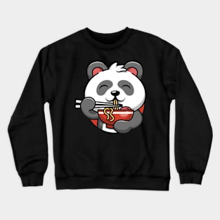 cute panda eat noodles Crewneck Sweatshirt